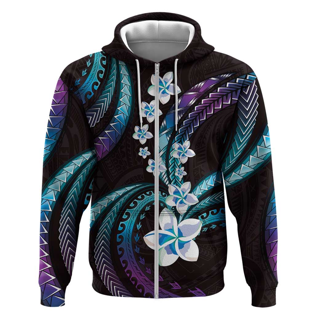 Hawaii Plumeria Zip Hoodie Amethyst Gradient Polynesian Pattern LT01 Zip Hoodie Purple - Polynesian Pride