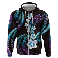 Hawaii Plumeria Zip Hoodie Amethyst Gradient Polynesian Pattern LT01 Zip Hoodie Purple - Polynesian Pride