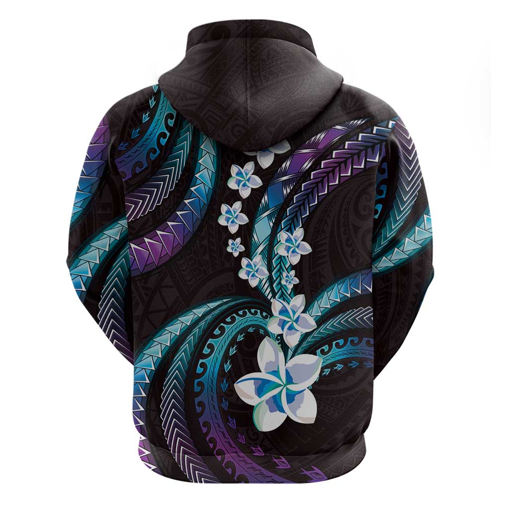Hawaii Plumeria Zip Hoodie Amethyst Gradient Polynesian Pattern LT01 - Polynesian Pride