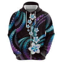Hawaii Plumeria Zip Hoodie Amethyst Gradient Polynesian Pattern LT01 - Polynesian Pride