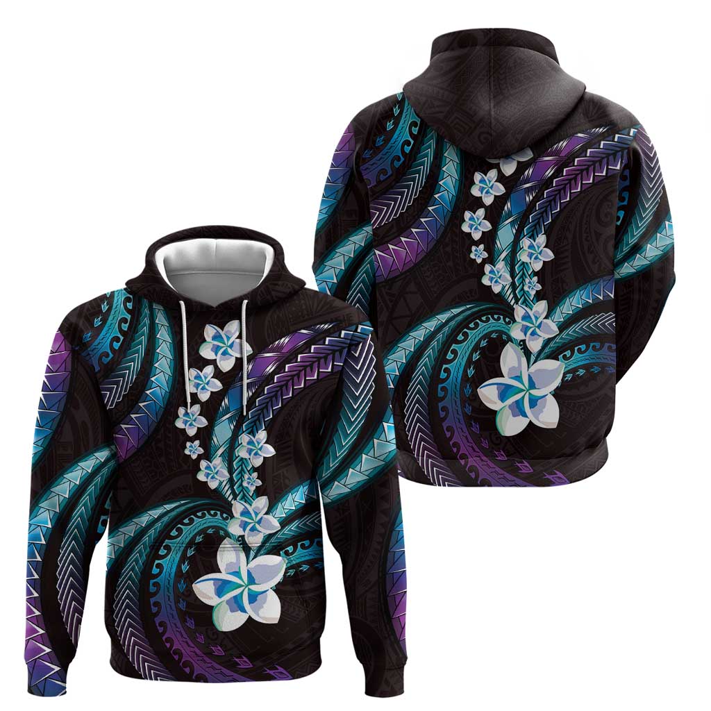 Hawaii Plumeria Zip Hoodie Amethyst Gradient Polynesian Pattern LT01 - Polynesian Pride
