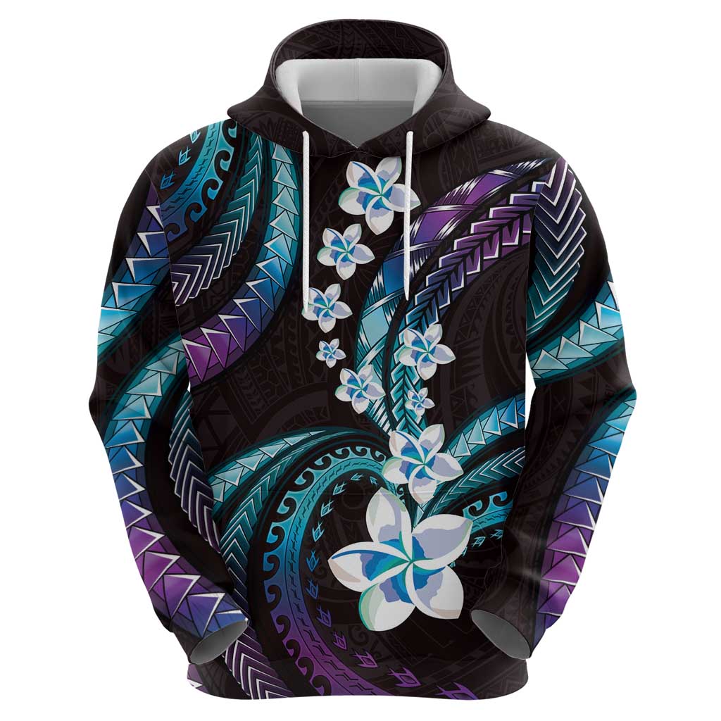 Hawaii Plumeria Zip Hoodie Amethyst Gradient Polynesian Pattern LT01 - Polynesian Pride