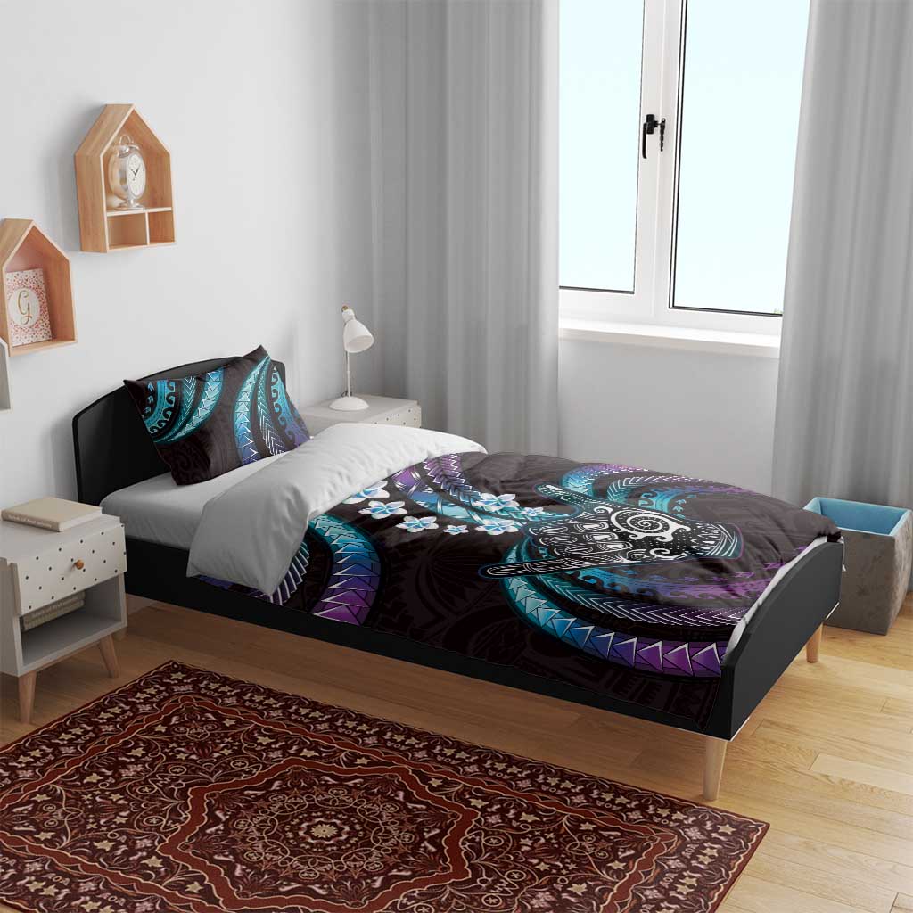 Hawaii Shaka Sign Bedding Set Fantastic Frangipani Amethyst Gradient