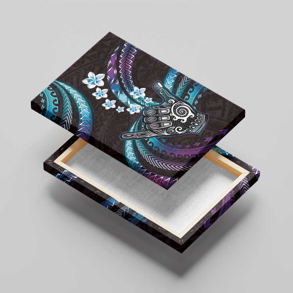 Hawaii Shaka Sign Canvas Wall Art Fantastic Frangipani Amethyst Gradient