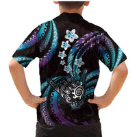 Hawaii Shaka Sign Family Matching Mermaid Dress and Hawaiian Shirt Fantastic Frangipani Amethyst Gradient LT01 - Polynesian Pride