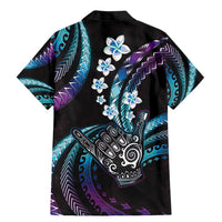 Hawaii Shaka Sign Family Matching Mermaid Dress and Hawaiian Shirt Fantastic Frangipani Amethyst Gradient LT01 - Polynesian Pride