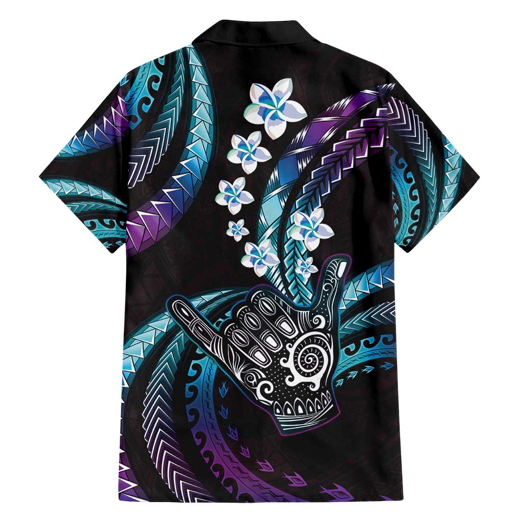 Hawaii Shaka Sign Family Matching Off Shoulder Maxi Dress and Hawaiian Shirt Fantastic Frangipani Amethyst Gradient LT01 - Polynesian Pride