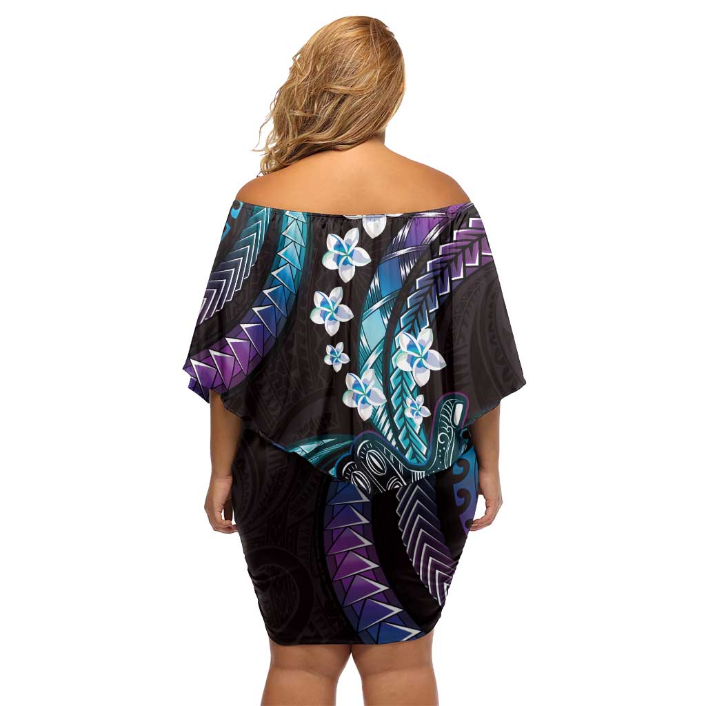 Hawaii Shaka Sign Family Matching Off Shoulder Short Dress and Hawaiian Shirt Fantastic Frangipani Amethyst Gradient