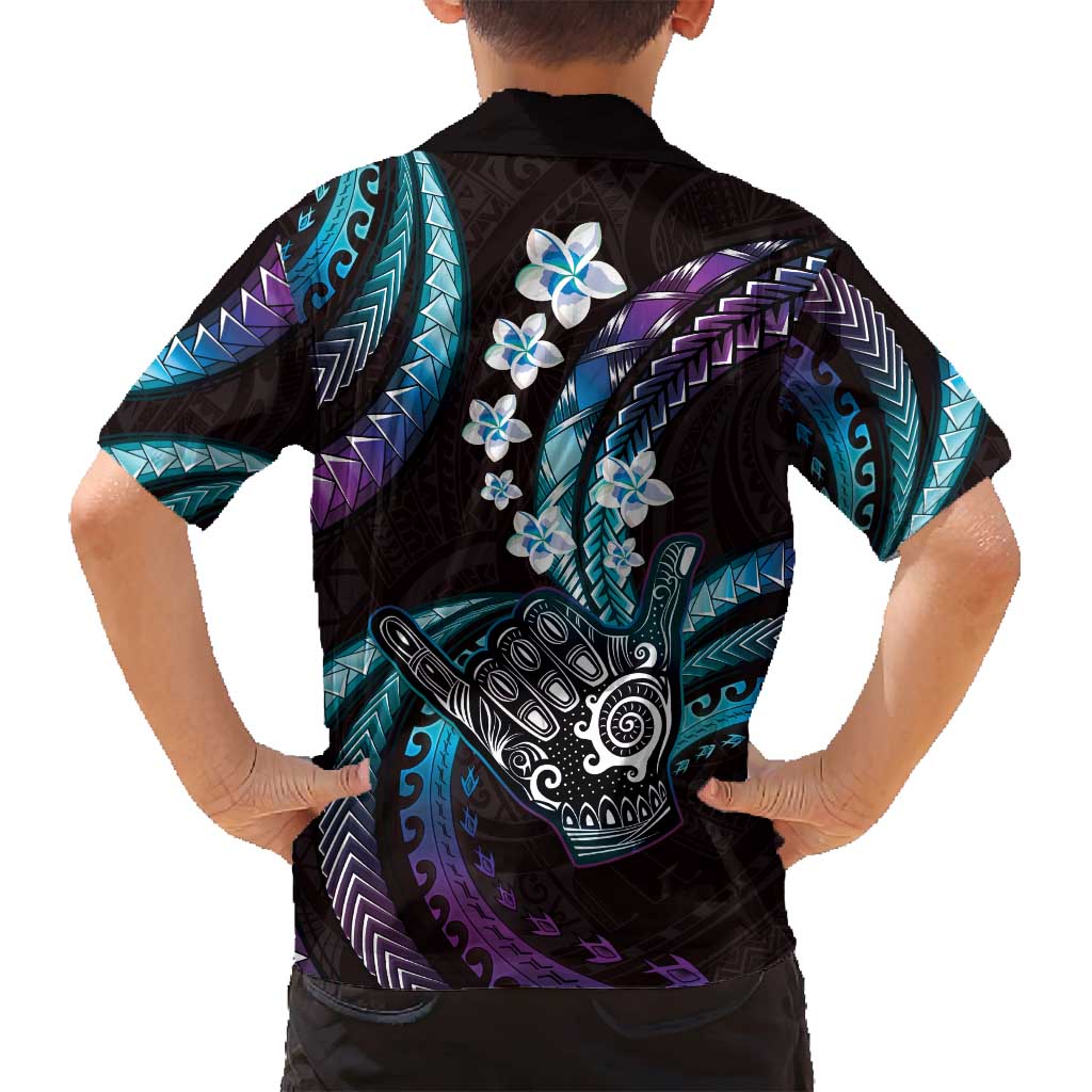 Hawaii Shaka Sign Family Matching Puletasi and Hawaiian Shirt Fantastic Frangipani Amethyst Gradient LT01 - Polynesian Pride