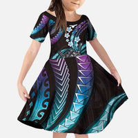 Hawaii Shaka Sign Family Matching Puletasi and Hawaiian Shirt Fantastic Frangipani Amethyst Gradient LT01 Daughter's Dress Purple - Polynesian Pride