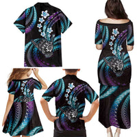 Hawaii Shaka Sign Family Matching Puletasi and Hawaiian Shirt Fantastic Frangipani Amethyst Gradient LT01 - Polynesian Pride