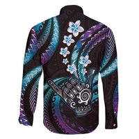 Hawaii Shaka Sign Family Matching Puletasi and Hawaiian Shirt Fantastic Frangipani Amethyst Gradient LT01 - Polynesian Pride
