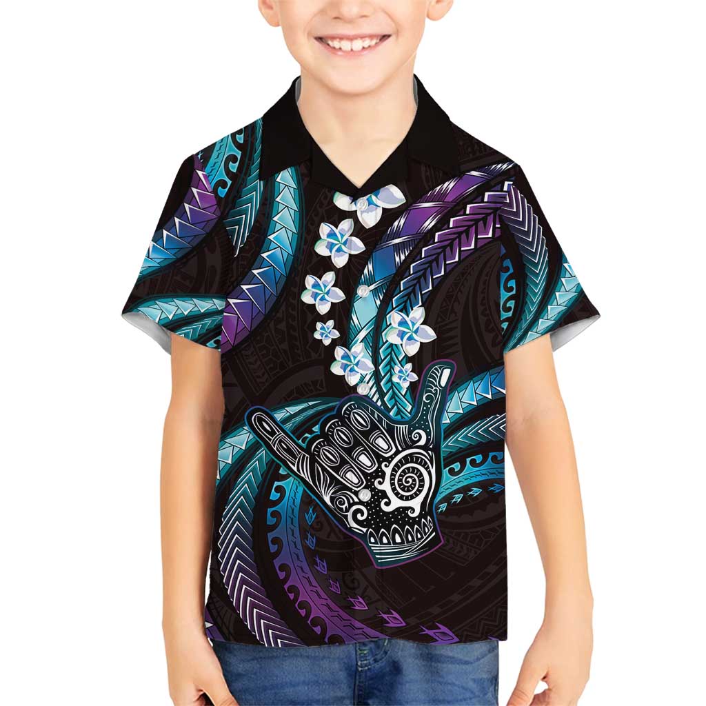 Hawaii Shaka Sign Family Matching Puletasi and Hawaiian Shirt Fantastic Frangipani Amethyst Gradient LT01 Son's Shirt Purple - Polynesian Pride