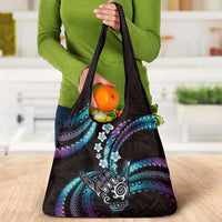 Hawaii Shaka Sign Grocery Bag Fantastic Frangipani Amethyst Gradient