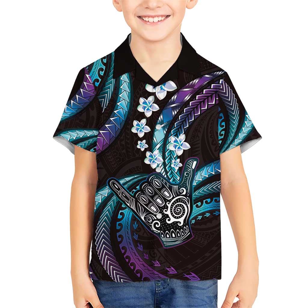 Hawaii Shaka Sign Hawaiian Shirt Fantastic Frangipani Amethyst Gradient