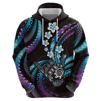 Hawaii Shaka Sign Hoodie Fantastic Frangipani Amethyst Gradient