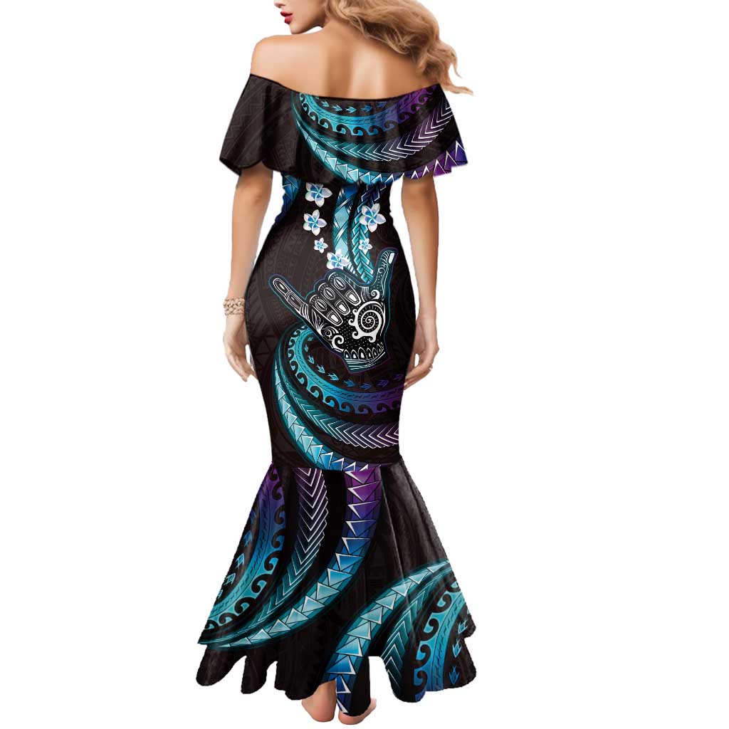 Hawaii Shaka Sign Mermaid Dress Fantastic Frangipani Amethyst Gradient