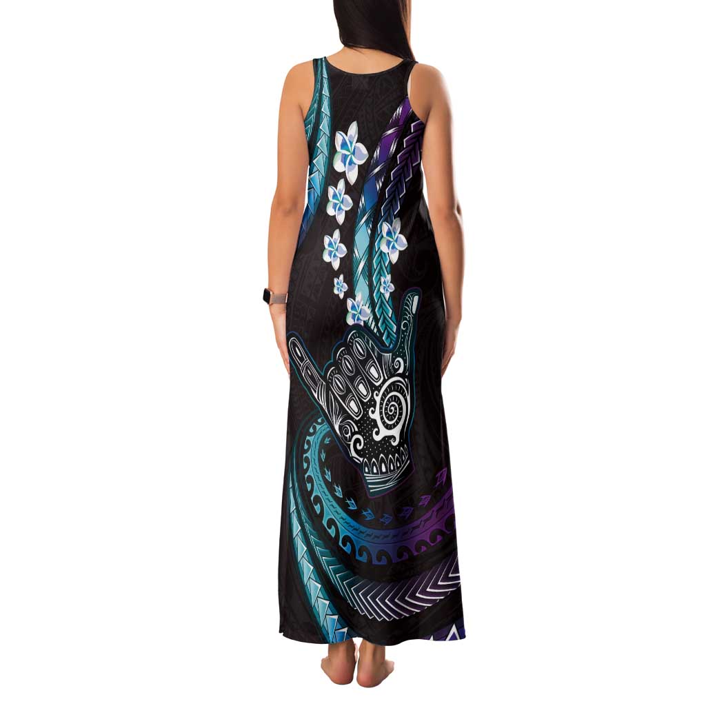 Hawaii Shaka Sign Tank Maxi Dress Fantastic Frangipani Amethyst Gradient