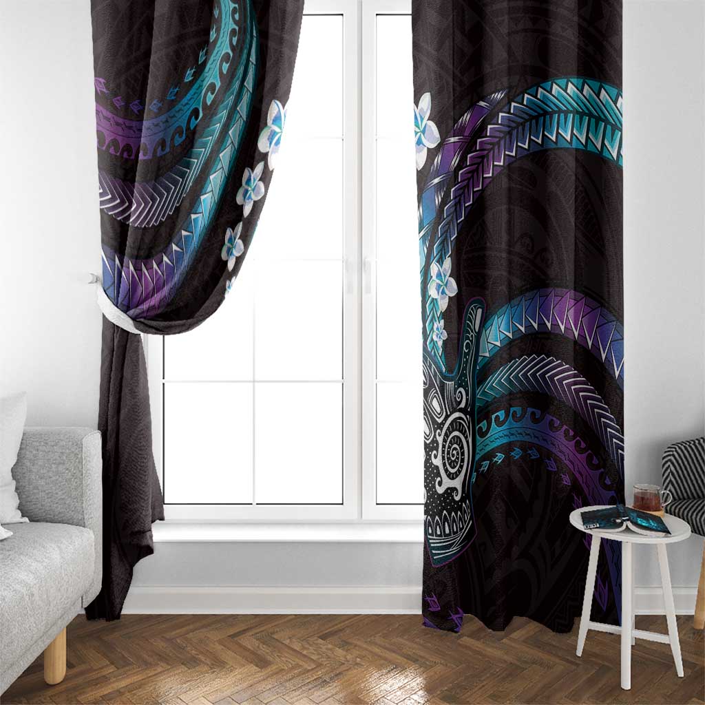 Hawaii Shaka Sign Window Curtain Fantastic Frangipani Amethyst Gradient