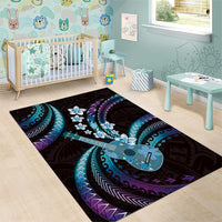 Hawaiian Ukulele Area Rug Amethyst Gradient Fantastic Plumeria