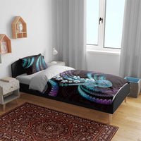 Hawaiian Ukulele Bedding Set Amethyst Gradient Fantastic Plumeria