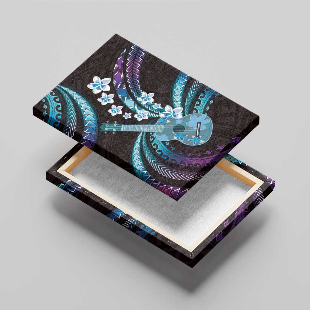 Hawaiian Ukulele Canvas Wall Art Amethyst Gradient Fantastic Plumeria
