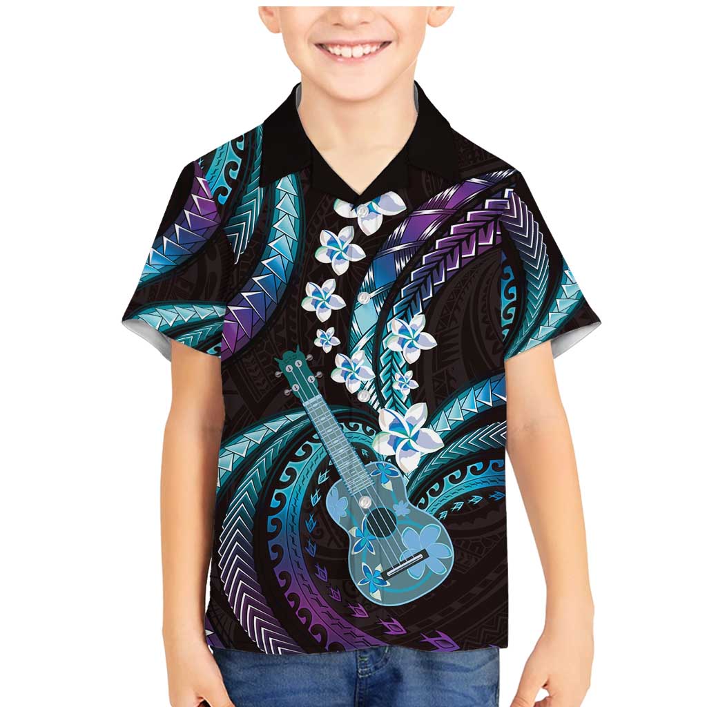 Hawaiian Ukulele Family Matching Mermaid Dress and Hawaiian Shirt Amethyst Gradient Fantastic Plumeria LT01 Son's Shirt Purple - Polynesian Pride