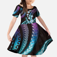 Hawaiian Ukulele Family Matching Off Shoulder Maxi Dress and Hawaiian Shirt Amethyst Gradient Fantastic Plumeria LT01 Daughter's Dress Purple - Polynesian Pride