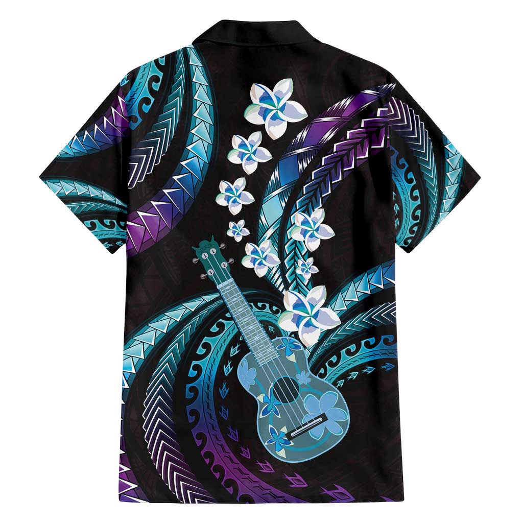 Hawaiian Ukulele Family Matching Off Shoulder Short Dress and Hawaiian Shirt Amethyst Gradient Fantastic Plumeria LT01 - Polynesian Pride