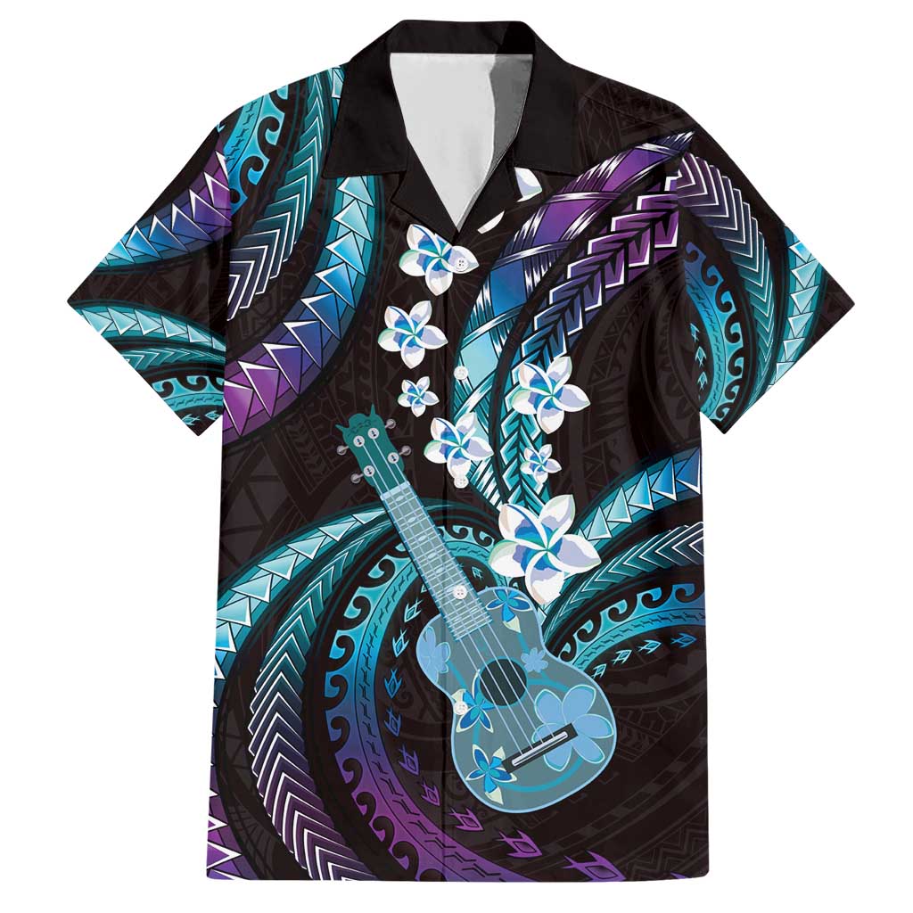 Hawaiian Ukulele Family Matching Short Sleeve Bodycon Dress and Hawaiian Shirt Amethyst Gradient Fantastic Plumeria LT01 Dad's Shirt - Short Sleeve Purple - Polynesian Pride