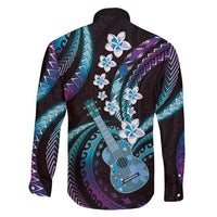 Hawaiian Ukulele Family Matching Summer Maxi Dress and Hawaiian Shirt Amethyst Gradient Fantastic Plumeria LT01 - Polynesian Pride