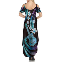 Hawaiian Ukulele Family Matching Summer Maxi Dress and Hawaiian Shirt Amethyst Gradient Fantastic Plumeria LT01 - Polynesian Pride