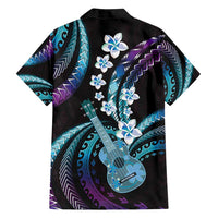 Hawaiian Ukulele Family Matching Tank Maxi Dress and Hawaiian Shirt Amethyst Gradient Fantastic Plumeria LT01 - Polynesian Pride