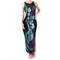 Hawaiian Ukulele Family Matching Tank Maxi Dress and Hawaiian Shirt Amethyst Gradient Fantastic Plumeria LT01 Mom's Dress Purple - Polynesian Pride