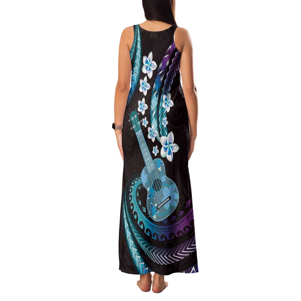 Hawaiian Ukulele Family Matching Tank Maxi Dress and Hawaiian Shirt Amethyst Gradient Fantastic Plumeria LT01 - Polynesian Pride