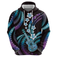 Hawaiian Ukulele Hoodie Amethyst Gradient Fantastic Plumeria