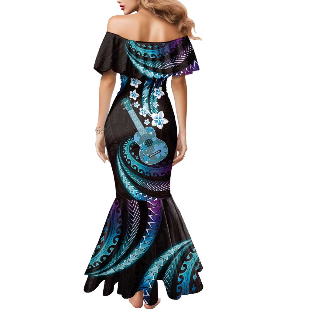Hawaiian Ukulele Mermaid Dress Amethyst Gradient Fantastic Plumeria