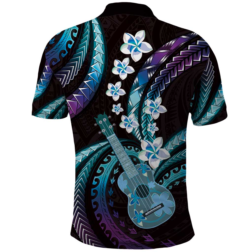 Hawaiian Ukulele Polo Shirt Amethyst Gradient Fantastic Plumeria LT01 - Polynesian Pride