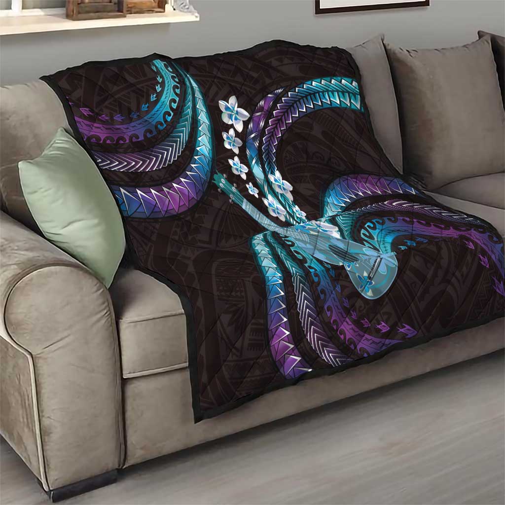 Hawaiian Ukulele Quilt Amethyst Gradient Fantastic Plumeria