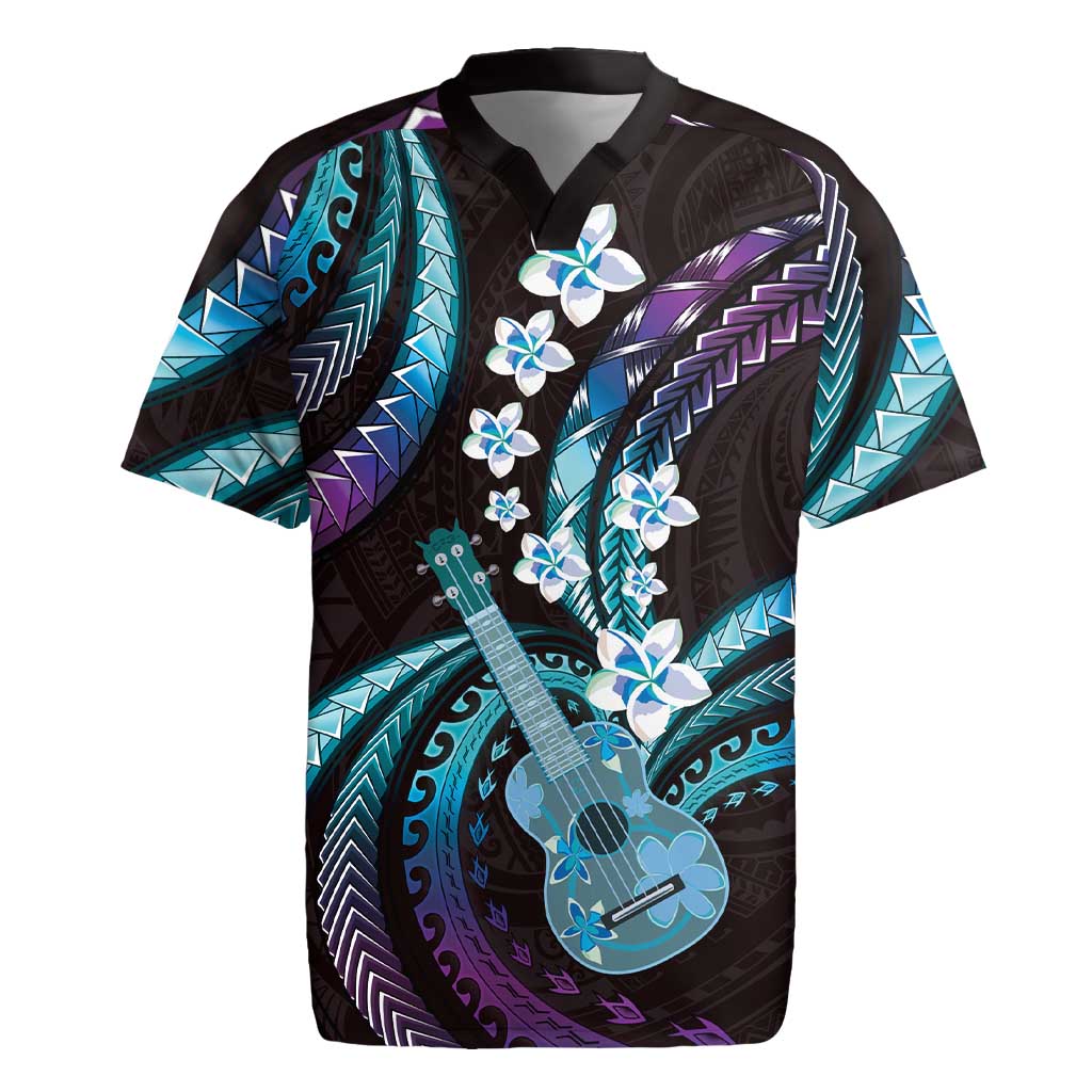 Hawaiian Ukulele Rugby Jersey Amethyst Gradient Fantastic Plumeria LT01 Purple - Polynesian Pride
