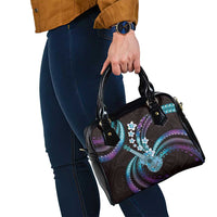 Hawaiian Ukulele Shoulder Handbag Amethyst Gradient Fantastic Plumeria