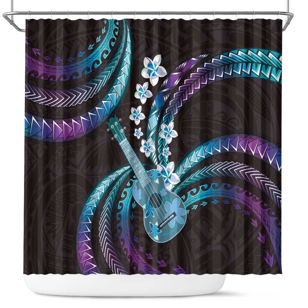 Hawaiian Ukulele Shower Curtain Amethyst Gradient Fantastic Plumeria LT01 Purple - Polynesian Pride