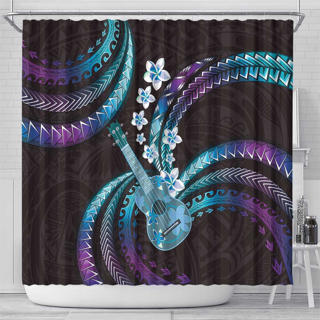 Hawaiian Ukulele Shower Curtain Amethyst Gradient Fantastic Plumeria LT01 - Polynesian Pride