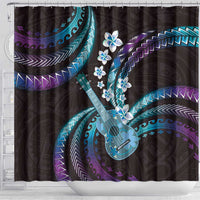 Hawaiian Ukulele Shower Curtain Amethyst Gradient Fantastic Plumeria LT01 - Polynesian Pride