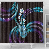 Hawaiian Ukulele Shower Curtain Amethyst Gradient Fantastic Plumeria LT01 - Polynesian Pride
