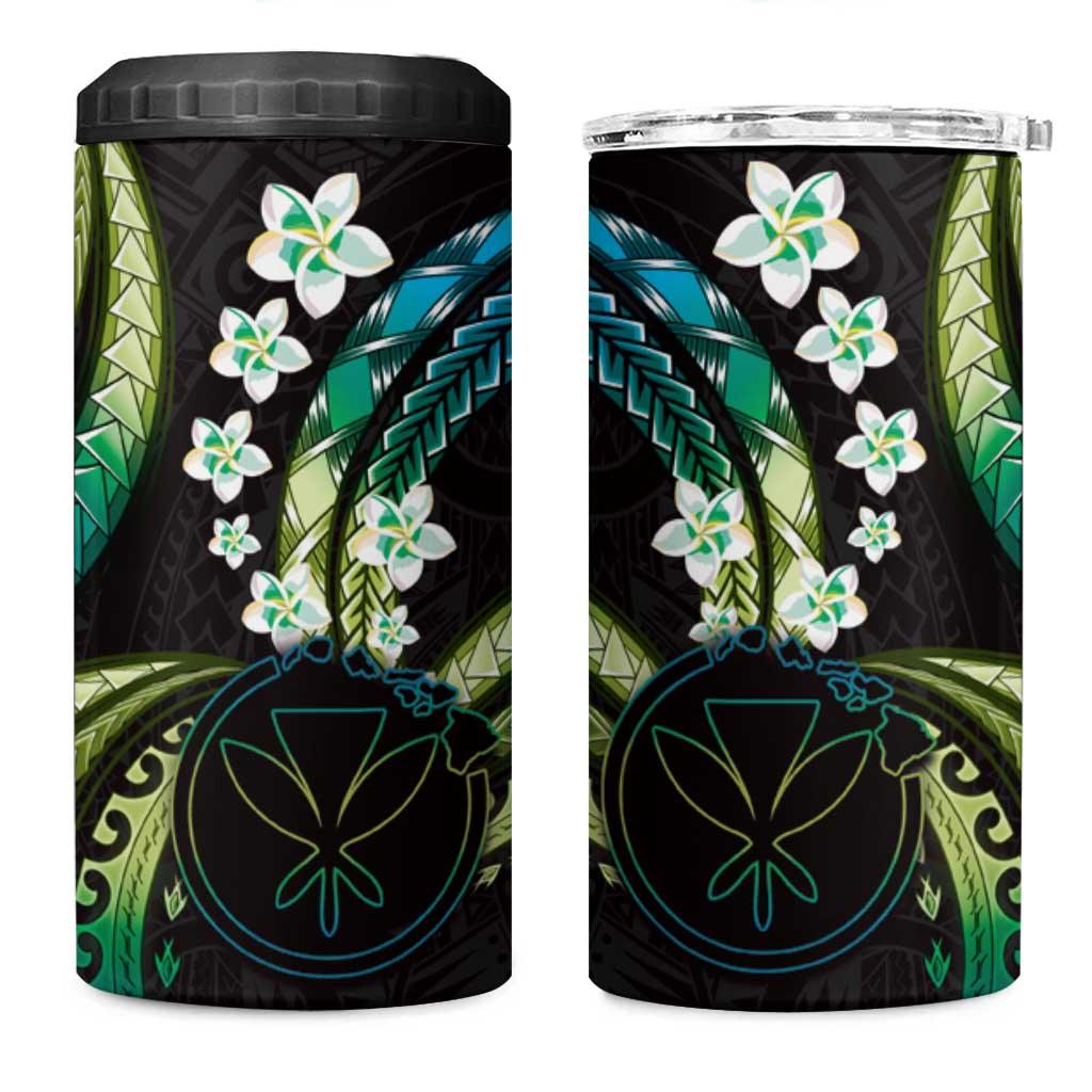 Hawaii Map Kanaka Maoli 4 in 1 Can Cooler Tumbler Fantastic Frangipani Chartreuse Cyan LT01 One Size: 16 oz Cyan - Polynesian Pride