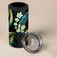 Hawaii Map Kanaka Maoli 4 in 1 Can Cooler Tumbler Fantastic Frangipani Chartreuse Cyan LT01 - Polynesian Pride