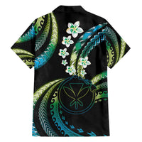 Hawaii Map Kanaka Maoli Family Matching Off The Shoulder Long Sleeve Dress and Hawaiian Shirt Fantastic Frangipani Chartreuse Cyan LT01 - Polynesian Pride
