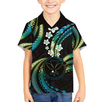 Hawaii Map Kanaka Maoli Family Matching Off Shoulder Maxi Dress and Hawaiian Shirt Fantastic Frangipani Chartreuse Cyan LT01 Son's Shirt Cyan - Polynesian Pride