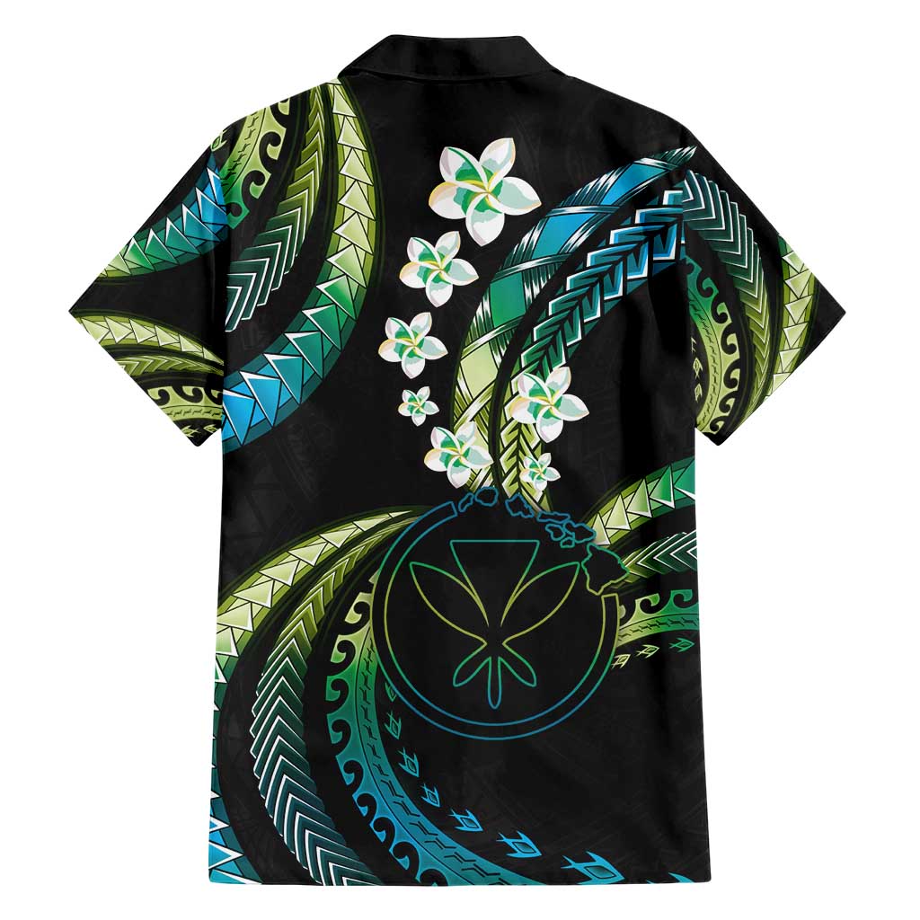 Hawaii Map Kanaka Maoli Family Matching Short Sleeve Bodycon Dress and Hawaiian Shirt Fantastic Frangipani Chartreuse Cyan LT01 - Polynesian Pride